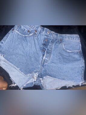 Levi's Light Blue Button-Fly Cutoff Denim Shorts